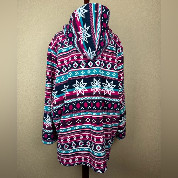Blair Pink & Turquoise Fleece Hooded Jacket. Zippered & 2 Side Pockets. Size- 3X - Picture 5 of 13